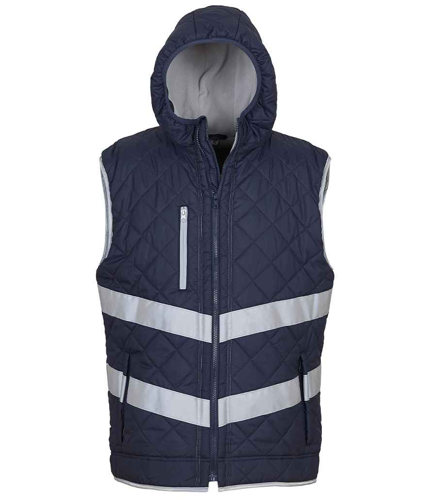 Navy Hooded Body Warmer Men's Navy White Colourblock Hooded Gilet